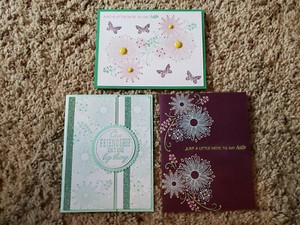 3 Stampin Up Greeting Cards A Little Lace, Beauty Abounds, Hello