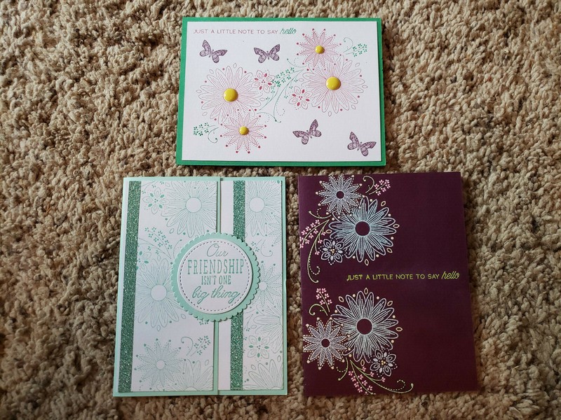 3 Stampin Up Greeting Cards A Little Lace, Beauty Abounds, Hello