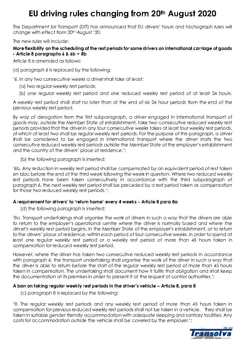 DVSA (VOSA) Driver's Hours & Tachograph Rules Coach eBay