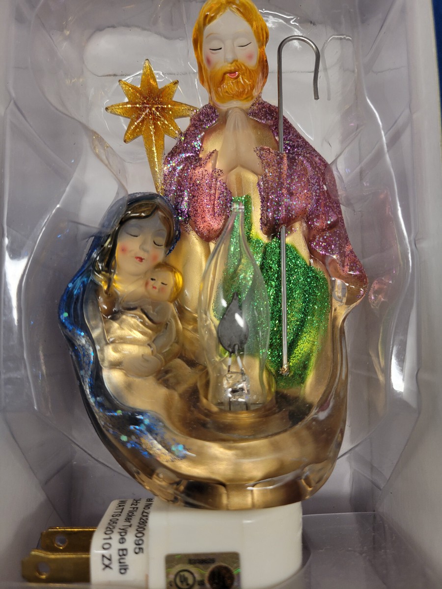 Night Light Holy Family Nativity Theme with Flicker Bulb 358 | eBay