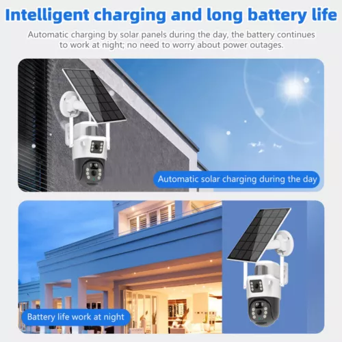 Auto-Tracking Outdoor Security Camera Solar Battery CCTV PTZ Camera Dual Lens - Picture 9 of 12