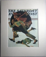 Norman Rockwell "Volunteer Firemen" 11 x 14 Matted Art Print-Post Cover 1931