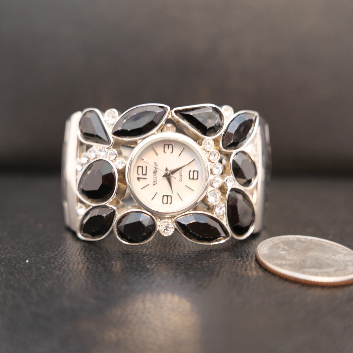 White House Black Market Silver Tone Hinged Cuff Bracelet  display picture 1