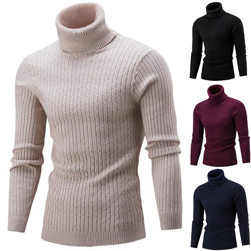Mens Long Sleeves Acrylic Turtle Neck 