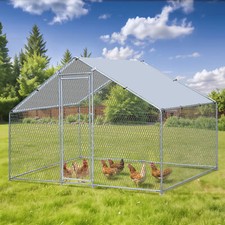 Chicken Coop Large Metal Walk-in Chicken Run Poultry Cage with Waterproof Cover