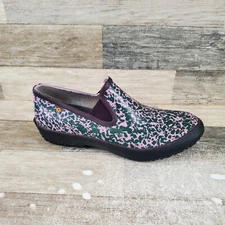 BOGS Patch Rose Garden Womens Clog Sz 10 Purple Green Leather Round Toe Slip On