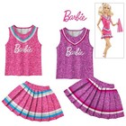 Girls Barbie Costume Cheerleader Fancy Dress Cosplay Vest Skirt Outfit Clothes