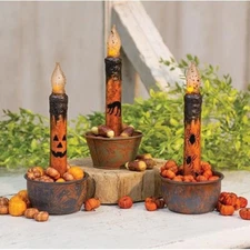 Cwi halloween timer taper candle 3asst