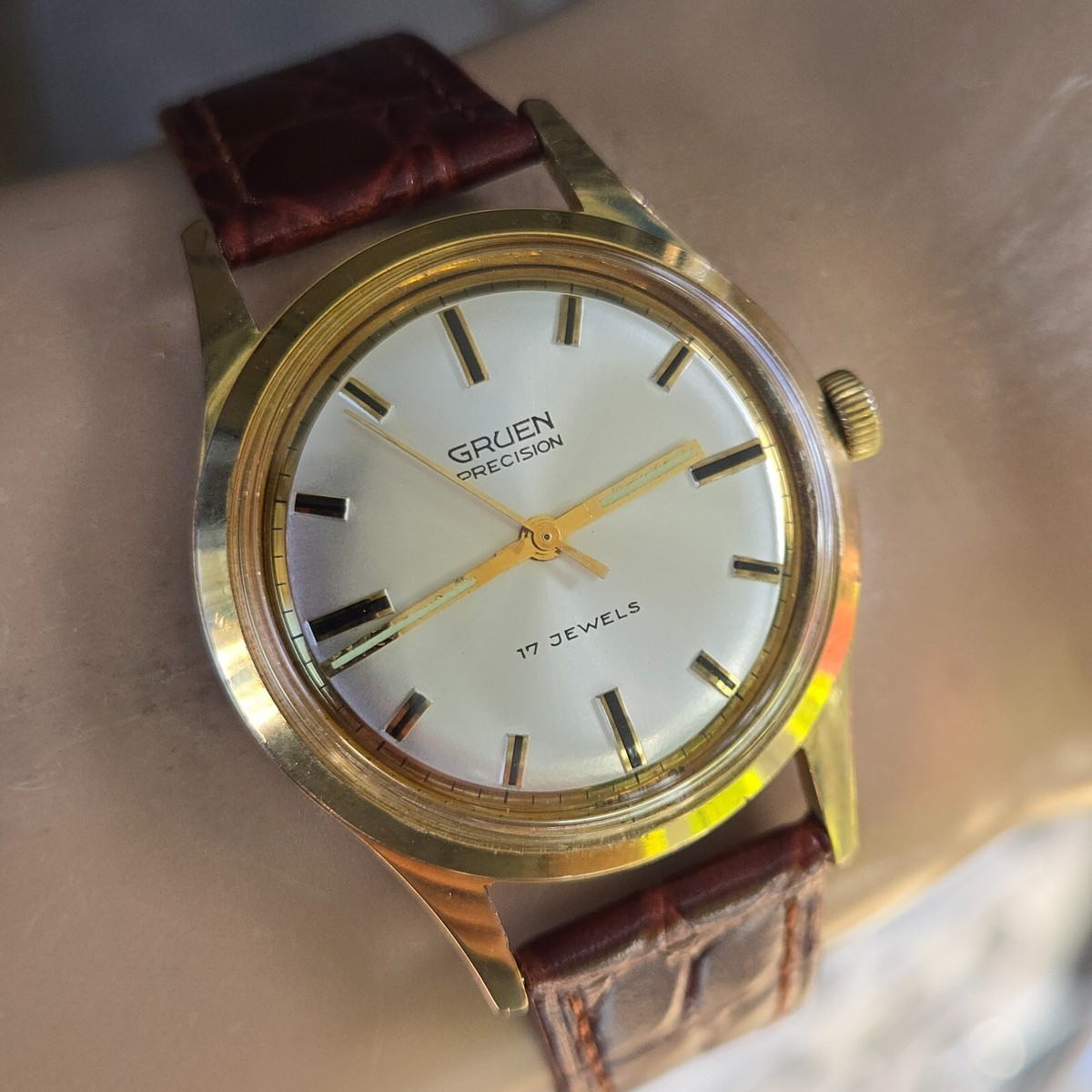 イギリスウエスタンモデ Vintage GRUEN 510 Rss men's manual wind watch N510SS 17Jewels