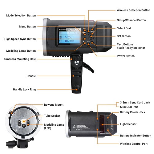 US Godox AD600BM Outdoor Flash Strobe Light, 600Ws Bowens Mount Flash Monolight, - Picture 4 of 11