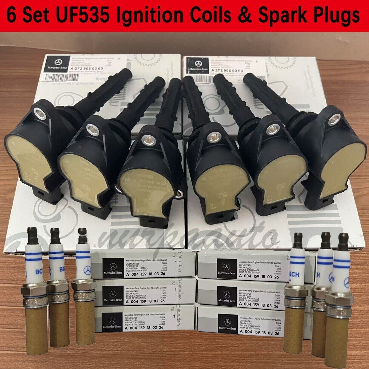 6 Ignition Coils & Spark Plugs Set for Mercedes C250 GL450 ML350