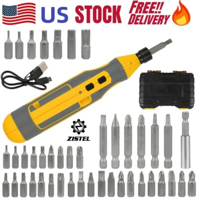4V Cordless Electric Screwdriver Rechargeable USB Charging Drill + 43PCS Bit Kit