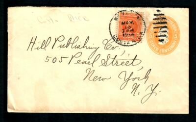Lot2u Costa Rica Cover 1910s Postal Stationary & stamp 5 c. to New York U.S.A.