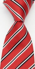 New Classic Striped Red Black White JACQUARD WOVEN 100 Silk Men's Tie Necktie