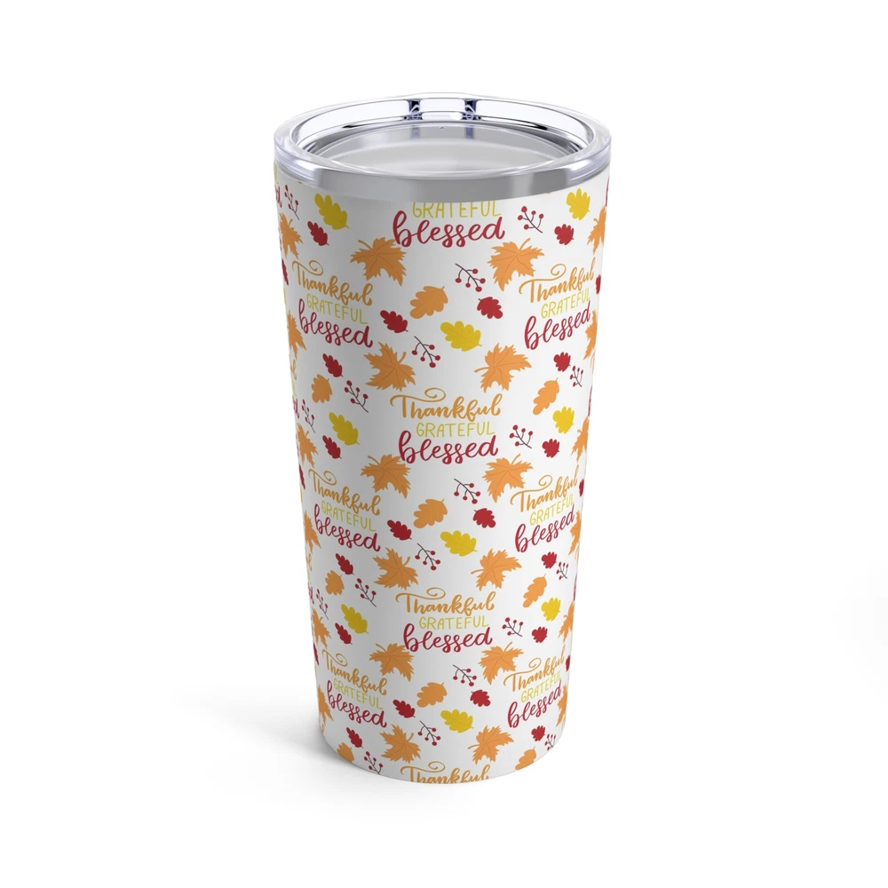 Tumbler 20oz, Travel Mug, Stainless Steel, Blessed, Autumn, Fall Season
