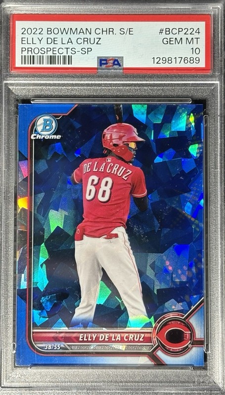 Elly De La Cruz 2022 Bowman Chrome Sapphire Chrome Prospects Short Print PSA 10