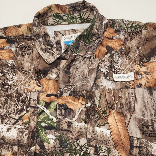 Magellan Outdoors Fishing Shirt Mens L Camo Realtree Edge Vented Zip Pockets - Picture 6 of 16
