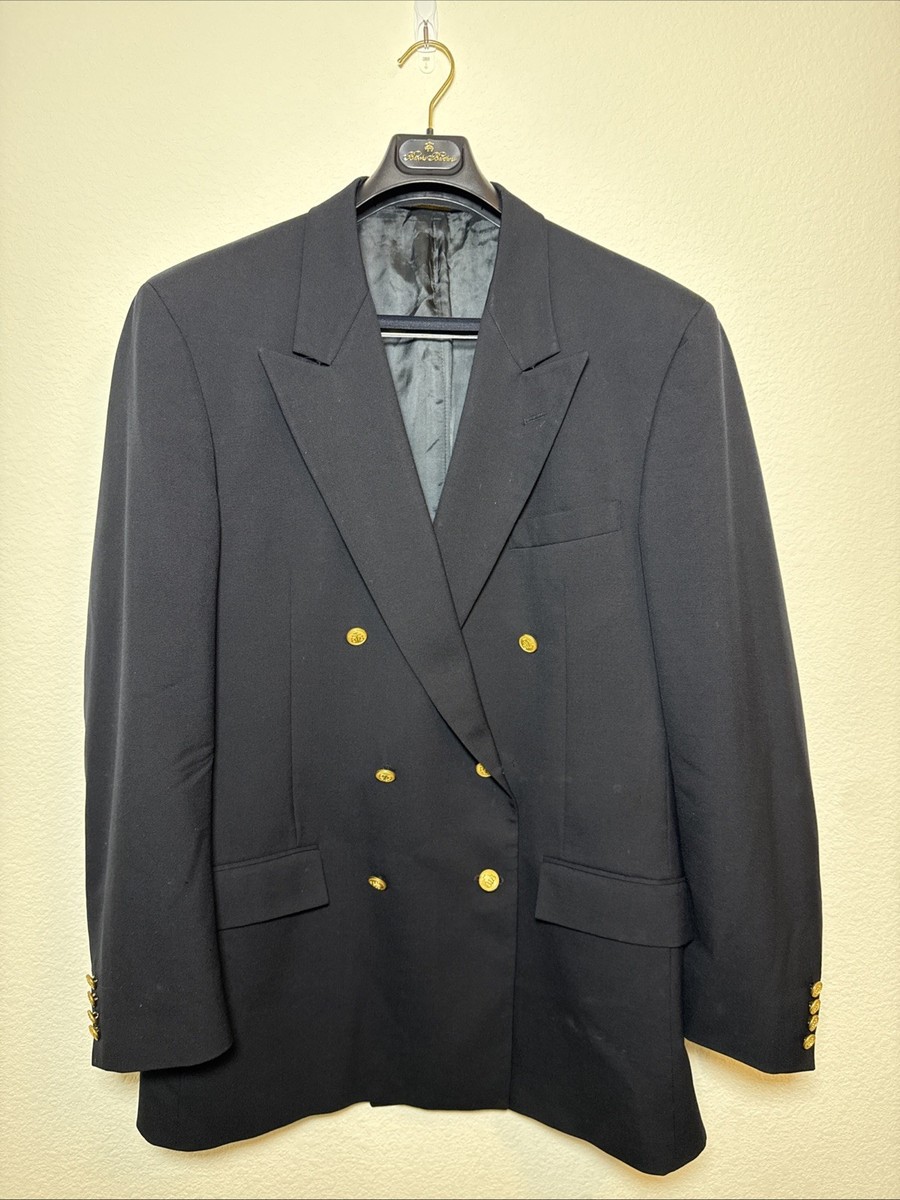 Brooks Brothers Navy Gold Button Double Breasted Blazer - READ