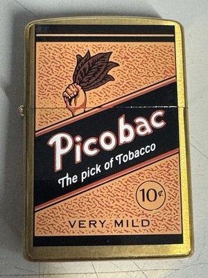 ZIPPO 2000 PICOBAC TOBACCO TIN SERIES BRASS LIGHTER UNFIRED IN BOX D475