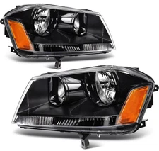 L+R Headlights Assembly For 2008-2013 2014 Dodge Avenger SXT SE Black Housing