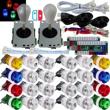 2 Player LED Arcade Game Controller for Switch, PC, PS3, Pi, MAME - USB Joystick