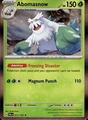 Abomasnow 011/193 Rare Holo - Paldea Evolved SV2 Pokemon Card NM