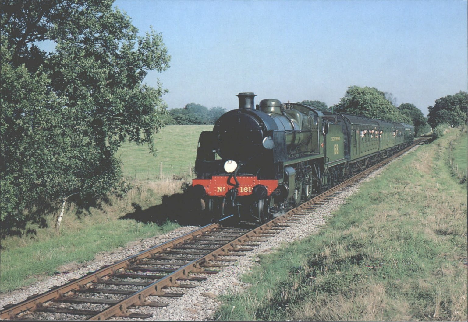 Salmon Cameracolour Postcard 2-6-0 No. 1618 U Class Steam Train England
