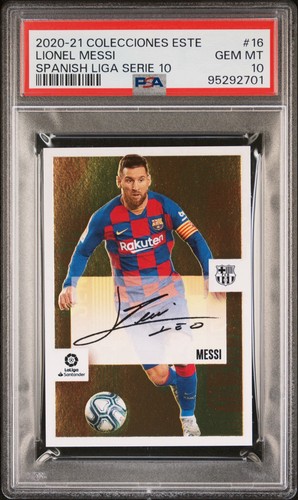 LIONEL MESSI 2020-21 Panini Spanish Liga Serie 10 Autografo PSA 10 #16 Auto Mint