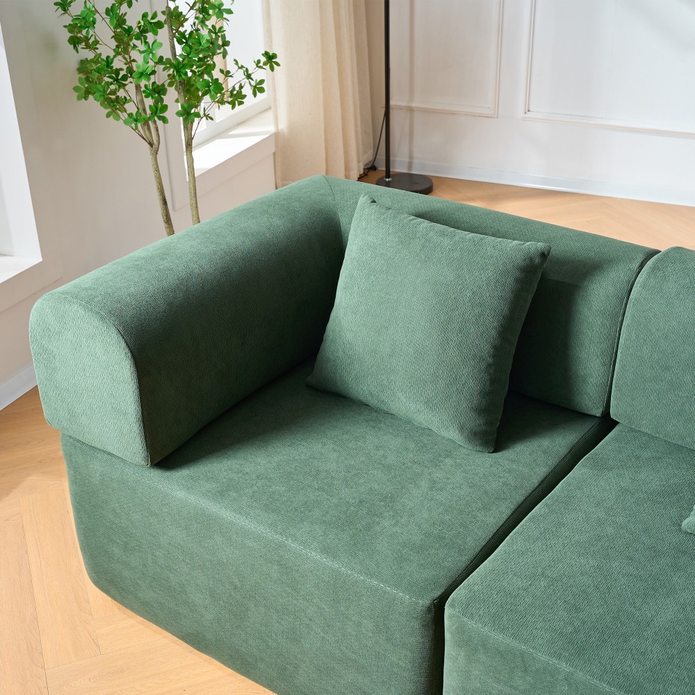 Green 106" Modular Sectional Sofa Sectional Couch Boneless Couch Compressed Sofa