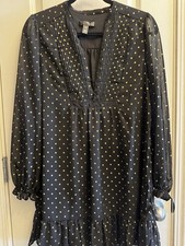 Women’s Black  With Gold Stars Long Sleeves Dress Size Xs
