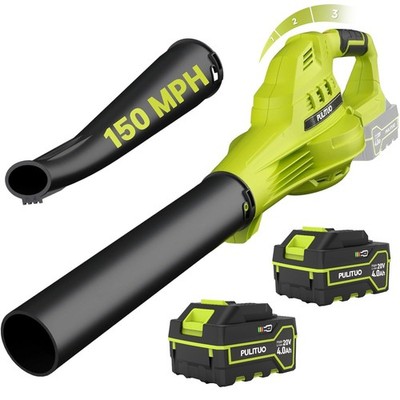 Leaf Blower Cordless with 2X 4.0Ah Batteries and Charger, 150MPH Lightweight ...