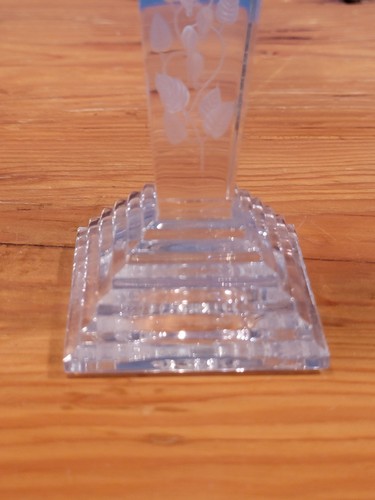 Varga Pair Set of 2 Art Crystal Candle Stick Holders Leaf Butterfly Pattern - Picture 11 of 16
