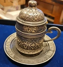 Acar Iso 9001 2008 Turkish Grey Metal Tea Coffee Saucer Set Made In Turkey