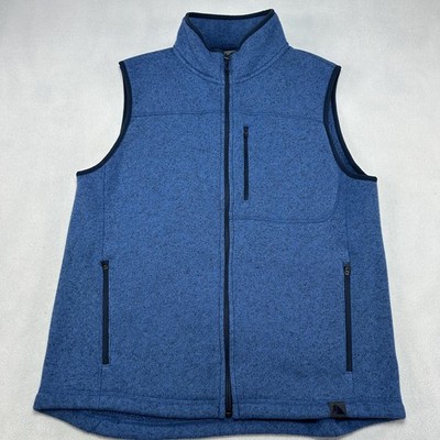 LLBean Vest Mens Medium Blue Fleece Slightly Fitted Zip Up Pockets Outdoor Prep
