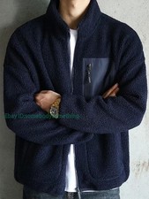 NEW Winter Warm Jacket Men Stand Collar Zip Thicken Fleece Thermal Coat