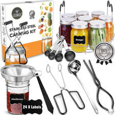 Canning Supplies Starter Kit, Stainless Steel Canning Set Tools: Rack, Ladle, Me