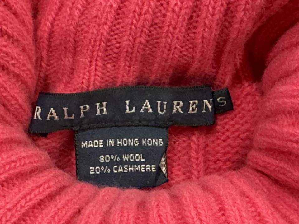 Suéter Ralph Lauren Mujer Cuello Tortuga Rosa Manga Larga Lana Cachemira S, 900121 Foto 2 de 4