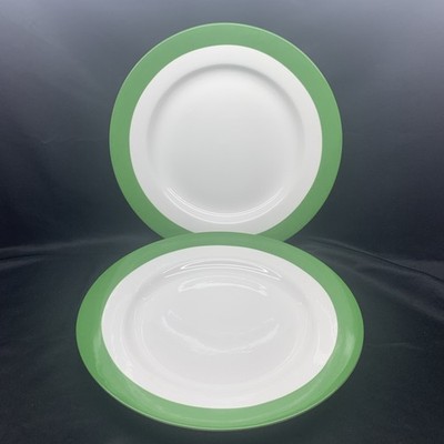 Martha Stewart Collection Macys 11 1/2 In Dinner Plates Classic Band Green Set 2