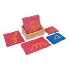 Montessori Lower Case Cursive Sandpaper Letters w/Box