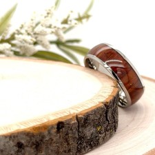 8mm Unisex Titanium Ring with Wood Inlay Comfortable Stylish for Men and Women
