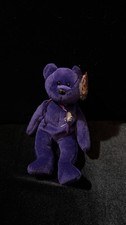 Ty Princess Diana Purple Bear Rose China PE Pellets Star Tag MINT CONDITION