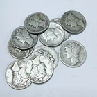 MERCURY SILVER DIMES LOT OF 10, 90% SILVER CIRCULATED COINS FREE SHIPPING #9395