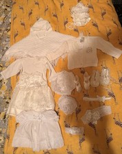 Newborn Baby Girl Bundle of Clothes Cream and White Dresses Cardigans Hats 0-3
