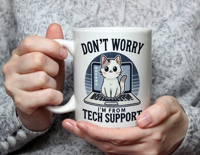 Tech Support Katze Tasse lustig IT Geschenk für Katzenliebhaber urkomisch Computer Witz Kaffee