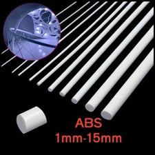 Ø1mm-15mm ABS Plastic Solid Round Rods Bar White 250mm DIY Model Material Craft