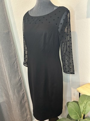 Talbots Womens Sz 6 Black Dress Sheer Sleeves With Polka Dots Stretch | eBay Talbots Womens Sz 6 Black Dress Sheer Sleeves With Polka Dots Stretch | eBay