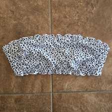 White Animal Print Bandeau Bikini Top