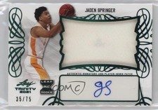 2022-23 Leaf Trinity Flashback Holo Green 35/75 Jaden Springer Patch Auto 1k5