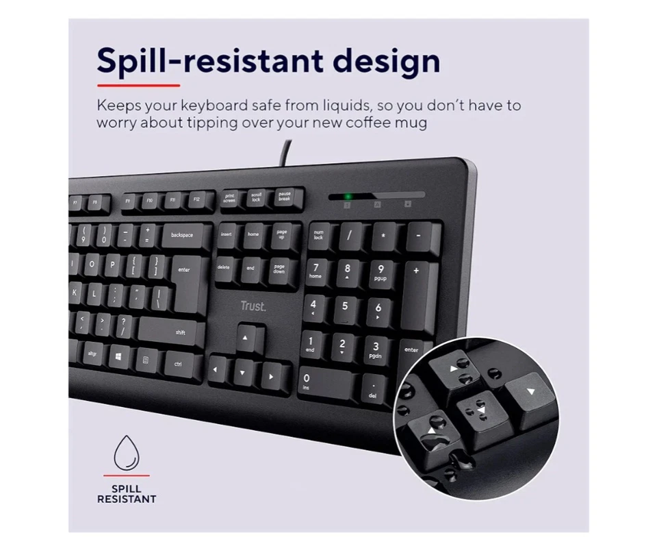 Trust Taro Wired Keyboard and Mouse Set - Qwerty UK Layout, Full-Size Keyboard - Image 4 of 4