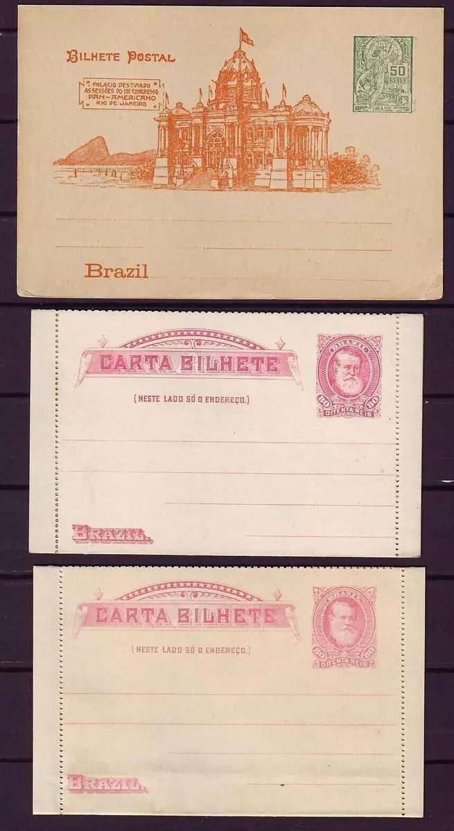 Brazil Old Stationery 1 postal Card + 2 Letters Cards